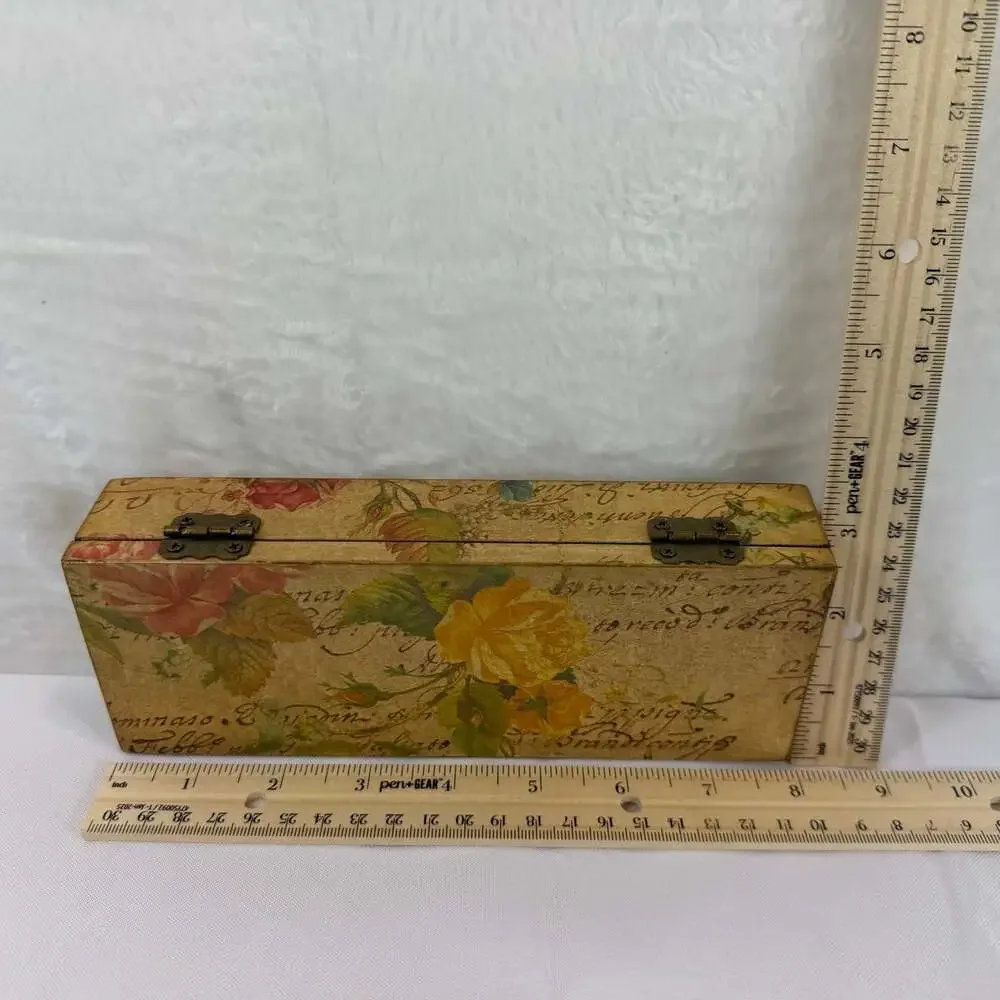 2 small memory keepsake boxes Victorian découpage style floral